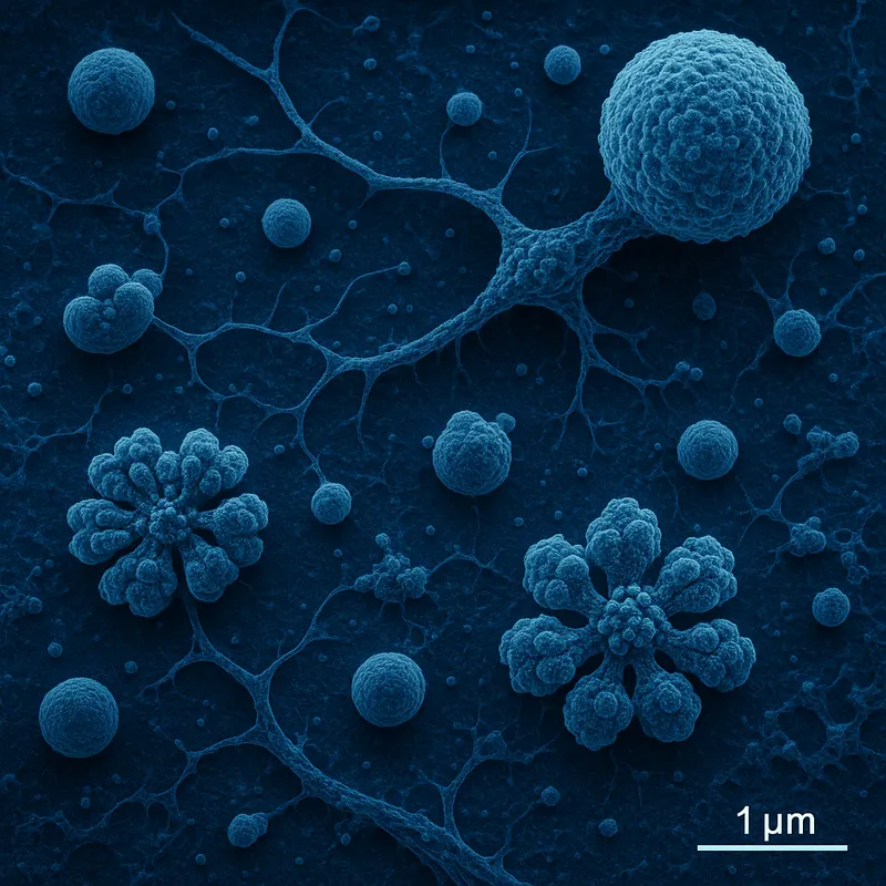 Magnified view of biomarker molecules